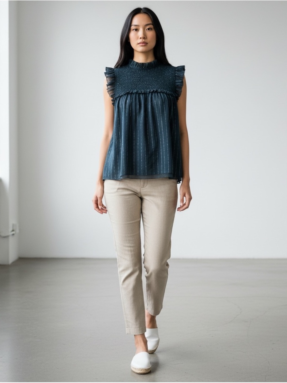 NWT Unsubscribed Smocked Tank in Faded Black Silk Sz 8